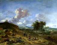 Jan Wijnants - A Landscape with a High Dune and Peasants on a Road